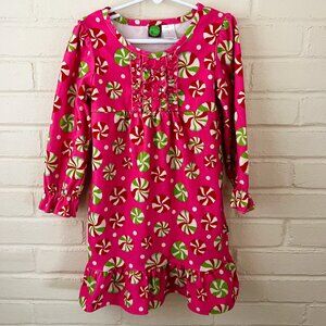 Fleece Nightgown | Pink with Peppermints Pattern | Size 6